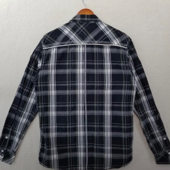 BKE Buckle Plaid Pearl Snap Button UP - Picture 3 of 5
